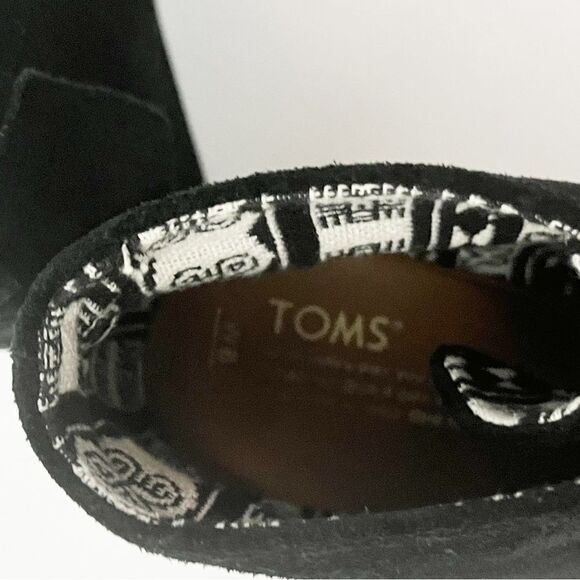 TOMS Desert Wedge Bootie Women’s Black Suede Ankle Boots Lace Up Size 8 - Picture 7 of 7